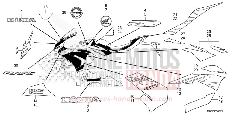 MARQUE/RAYURE (3) von CBR1000RR SP SP1 SP2 PEARL GLARE WHITE (NHB53) von 2022
